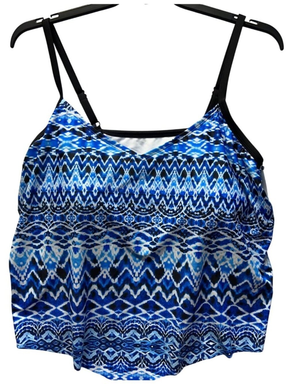 Sonnet Shores Womens Size 18W Tankini Swim TOP ONLY Adjustable Straps Blue Black
